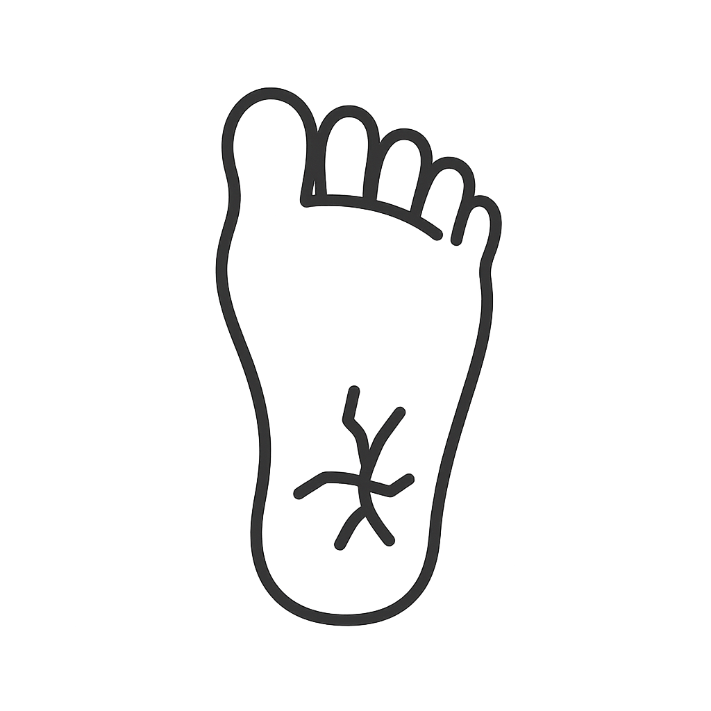 Cracked heels and dry skin foot treatment icon – podiatry care